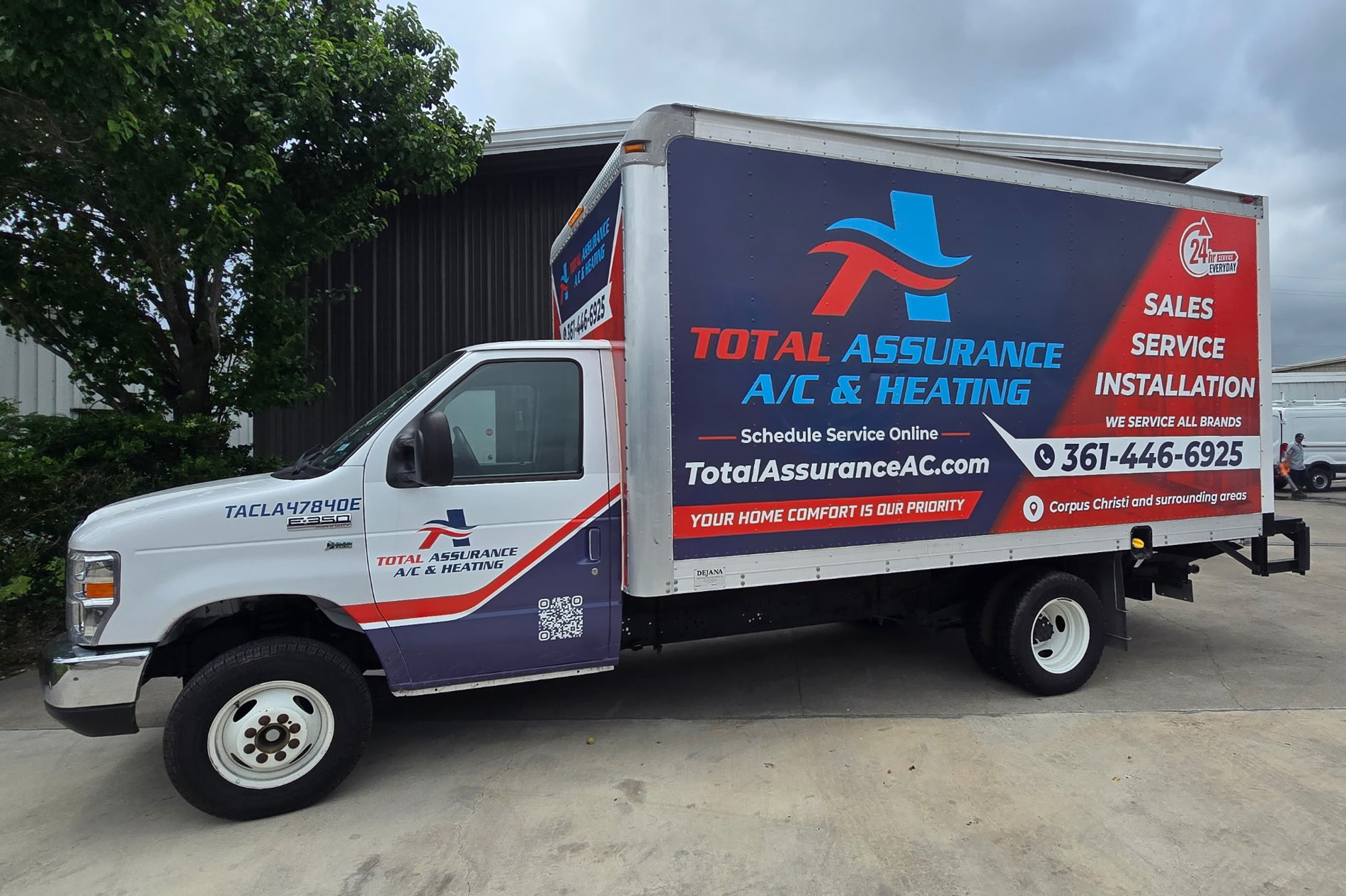 Total Assurance box truck at the shop